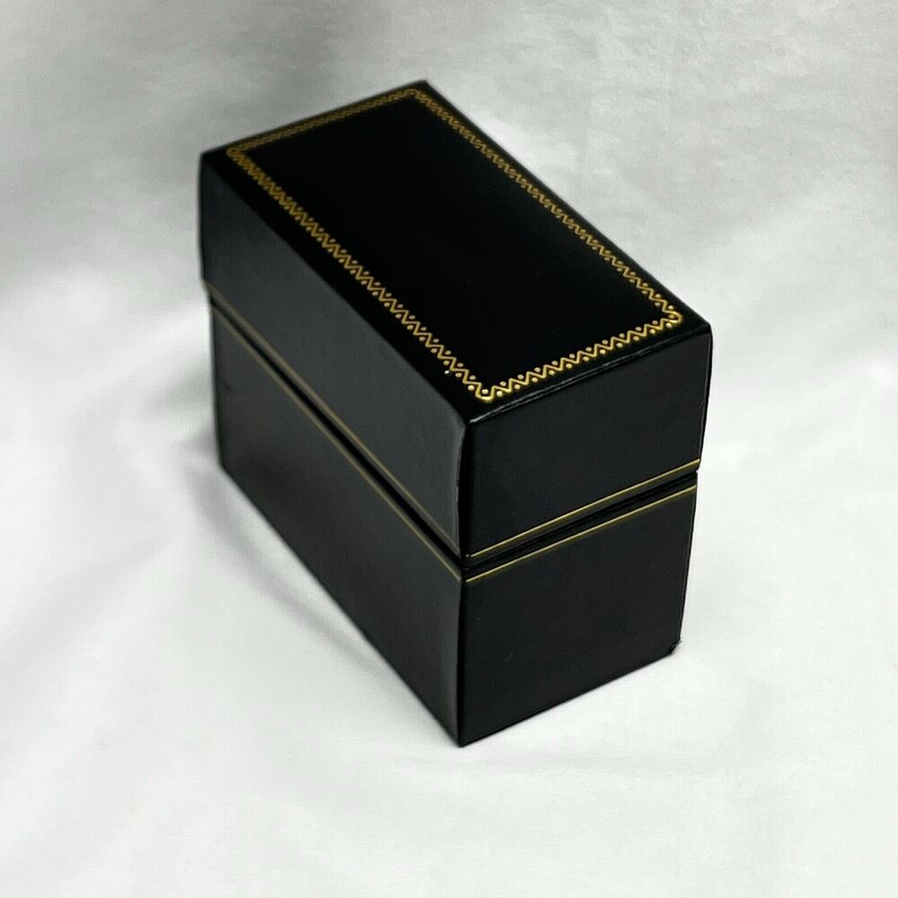 Vintage Vernier Jewelers Watch Box EMPTY Black Gold Trim Watch Storage Gift Box